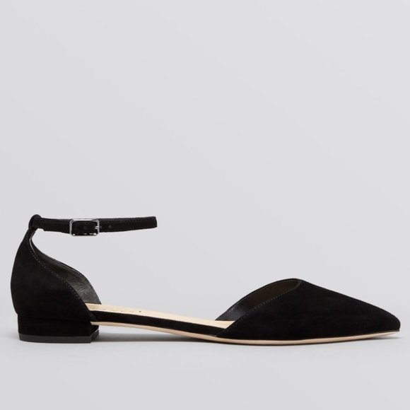 Via Spiga Shoes - Via Spiga Black Suede Pointed Toe D’Orsay Flat